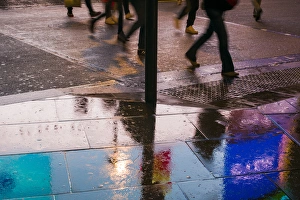 England, London, Soho, Piccadilly Circus, wet sidewalk reflections England, London, Soho, Piccadilly Circus, wet sidewalk reflections