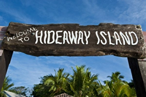 Entrance gate to Hideaway island near Port Vila, Island of Efate, Vanuatu, South Pacific Entrance gate to Hideaway island near Port Vila, Island of Efate, Vanuatu, South Pacific