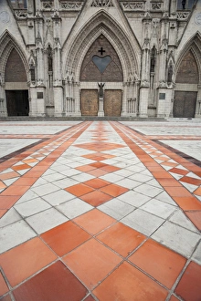 Front entrance patio detail at the National Basilica, Quito, Ecuador Front entrance patio detail at the National Basilica, Quito, Ecuador