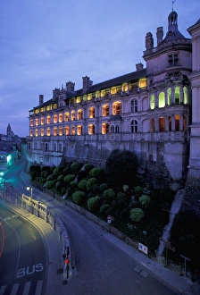 EU, France, Loire Valley, Loir-et-Cher. Chateau de Blois. Facade des Loges, evening EU, France, Loire Valley, Loir-et-Cher. Chateau de Blois. Facade des Loges, evening