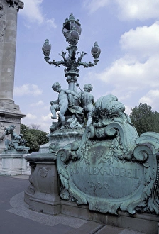 EU, France, Paris. Seine River Bridge and statue EU, France, Paris. Seine River Bridge and statue