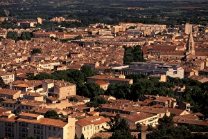 EU, France, Provence, Gard, Nimes. City view from Tour Magne towards amphitheatre EU, France, Provence, Gard, Nimes. City view from Tour Magne towards amphitheatre