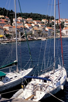 Europe, Croatia, Dalmatia, Korcula. Yachts in harbor Europe, Croatia, Dalmatia, Korcula. Yachts in harbor