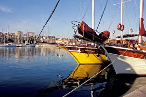 Europe, Croatia, Dalmatia, Trogir. Sailboats at dawn Europe, Croatia, Dalmatia, Trogir. Sailboats at dawn