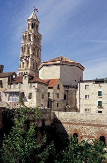Europe, Croatia, Split, Diocletians Palace. Campanile of the cathedral in the Europe, Croatia, Split, Diocletians Palace. Campanile of the cathedral in the