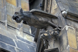 Europe, Czech Republic, Prague, Castle gargoyle Europe, Czech Republic, Prague, Castle gargoyle