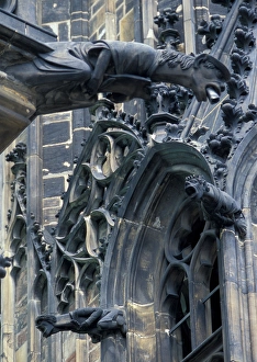 Europe, Czech Republic, Prague, Castle detail and gargoyles Europe, Czech Republic, Prague, Castle detail and gargoyles