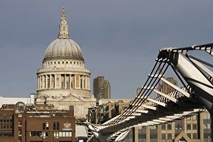 Europe, ENGLAND-London: View of the Millenium Bridge and St. Pauls Cathedral Europe, ENGLAND-London: View of the Millenium Bridge and St. Pauls Cathedral