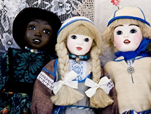 Europe, Finland, Helsinki. Dolls at an outdoor market Europe, Finland, Helsinki. Dolls at an outdoor market