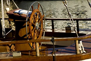 Europe, Finland, Helsinki. Detail of sailboats helm Europe, Finland, Helsinki. Detail of sailboats helm