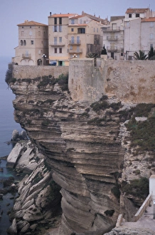 Europe, France, Corsica, Bunifaziu (Bonifacio), hanging cliff house Europe, France, Corsica, Bunifaziu (Bonifacio), hanging cliff house