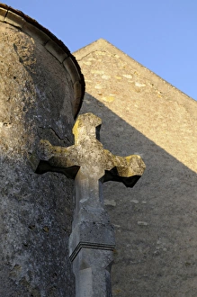 Europe, France, Flez-Cuzy. Stone cross at the old church Europe, France, Flez-Cuzy. Stone cross at the old church