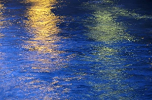 Europe, France, Paris. Night Reflections, Seine River Europe, France, Paris. Night Reflections, Seine River