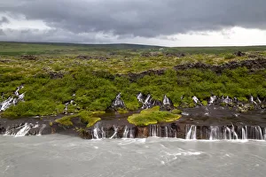 Europe, Iceland, West Iceland, Borgarfjordur, Hraunfossar Falls, Hvita River, White Europe, Iceland, West Iceland, Borgarfjordur, Hraunfossar Falls, Hvita River, White