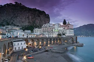 Europe, Italy, Campania (Amalfi Coast) Atrani: Evening Town View Europe, Italy, Campania (Amalfi Coast) Atrani: Evening Town View
