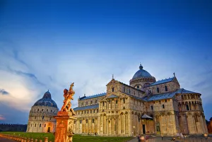 Europe, Italy, Pisa. Pisa Cathedral and statue at sunset Europe, Italy, Pisa. Pisa Cathedral and statue at sunset