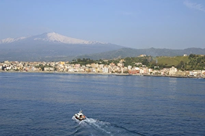 Europe, Italy, Sicily, port of Giardini Naxos, gateway to Taormina. Mt. Etna volcano Europe, Italy, Sicily, port of Giardini Naxos, gateway to Taormina. Mt. Etna volcano
