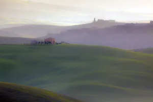 Europe, Italy, Val d Orcia. Sunrise over misty valley Europe, Italy, Val d Orcia. Sunrise over misty valley