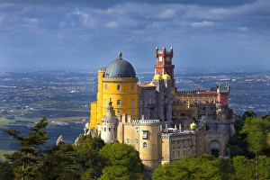 Europe, Portugal, Sintra. Overview of Pena Palace Europe, Portugal, Sintra. Overview of Pena Palace