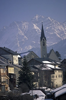 Europe, Switzerland, Graubunden, Guarda. Village view Europe, Switzerland, Graubunden, Guarda. Village view