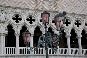 Exterior of Doge Palace with Lantern Post in foreground Exterior of Doge Palace with Lantern Post in foreground