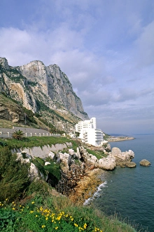 Famous Rock of Gibraltar with Mediterranean cliffs in Gibraltar U K Country Famous Rock of Gibraltar with Mediterranean cliffs in Gibraltar U K Country