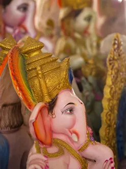 A finished Ganesha statue waits to be sold for the Ganesha Chaturthi festivities in Bangalore A finished Ganesha statue waits to be sold for the Ganesha Chaturthi festivities in Bangalore