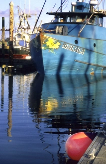 Fishing trawler in harbor in Westport, Washington Fishing trawler in harbor in Westport, Washington