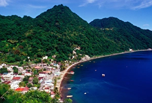 Fishing village of Soufriere, Southern Coast, Dominica, Caribbean Fishing village of Soufriere, Southern Coast, Dominica, Caribbean