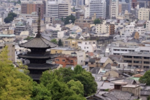 The five-tiered pagoda of To-ji, the tallest in Japan, looks out over the modern city of Kyoto The five-tiered pagoda of To-ji, the tallest in Japan, looks out over the modern city of Kyoto