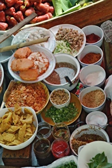 Food for sale, Damnoen Saduak Floating Market, Damnoen Saduak, Thailand Food for sale, Damnoen Saduak Floating Market, Damnoen Saduak, Thailand