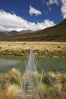 Footbridge over Mararoa River, Mavora Walkway, near Mavora Lakes, Southland, South Island Footbridge over Mararoa River, Mavora Walkway, near Mavora Lakes, Southland, South Island