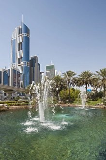 Fountain and downtown skyline of Dubai, United Arab Emirates (UAE) Fountain and downtown skyline of Dubai, United Arab Emirates (UAE)