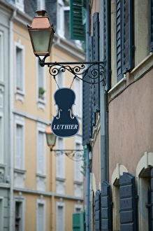 FRANCE-Alsace (Haut Rhin)-Mulhouse:Detail of Music Store Sign FRANCE-Alsace (Haut Rhin)-Mulhouse:Detail of Music Store Sign