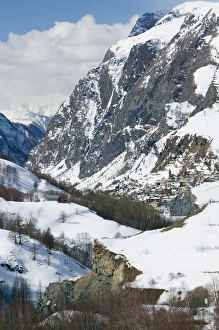 FRANCE-French Alps (Isere)-LA GRAVE:High View of Town from Route N91 / Winter FRANCE-French Alps (Isere)-LA GRAVE:High View of Town from Route N91 / Winter