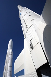 France. Paris. Ariane rocket display in biennially Paris Air Show France. Paris. Ariane rocket display in biennially Paris Air Show
