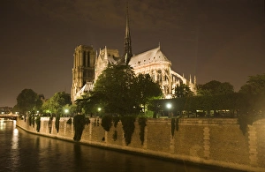France, Paris. Notre Dame Cathedral lit at night France, Paris. Notre Dame Cathedral lit at night