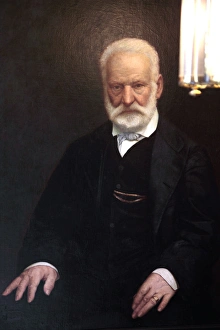 France. Paris. The portrait of Victor Hugo on the wall of the Maison de Victor Hugo-Victor France. Paris. The portrait of Victor Hugo on the wall of the Maison de Victor Hugo-Victor