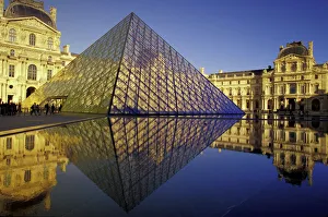 FRANCE, Paris Reflection, Pyramid. The Louvre FRANCE, Paris Reflection, Pyramid. The Louvre