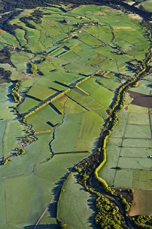 Frosty Farmland near Methven, Canterbury Plains, South Island, New Zealand - aerial Frosty Farmland near Methven, Canterbury Plains, South Island, New Zealand - aerial