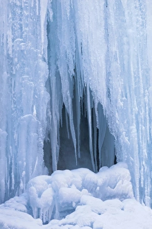The frozen Schleierfaelle (veil falls) in Upper Bavaria tumbling into river Ammer The frozen Schleierfaelle (veil falls) in Upper Bavaria tumbling into river Ammer