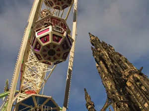 Funfair and Scots Memorial, Edinburgh, Scotland (RF) Funfair and Scots Memorial, Edinburgh, Scotland (RF)