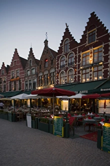 Gabled buildings, restaurants, Markt square, Brugge, Flanders, Belgium Gabled buildings, restaurants, Markt square, Brugge, Flanders, Belgium