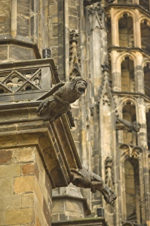 Gargoyles on the ornate West front of St Vituss Cathedral, Prague Castle, Prague Gargoyles on the ornate West front of St Vituss Cathedral, Prague Castle, Prague