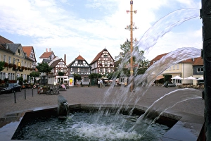 Germany Seligenstadt Old Town by Rhine River fountains Germany Seligenstadt Old Town by Rhine River fountains