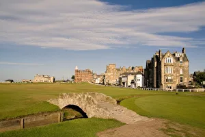 Golfing the special Swilcan Bridge on the 18th hole at the world famous St Andrews