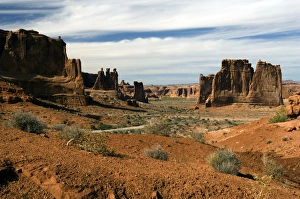 Three Gossips and Courthouse Towers from La Sal mountain viewpoint, Arches National Park Three Gossips and Courthouse Towers from La Sal mountain viewpoint, Arches National Park