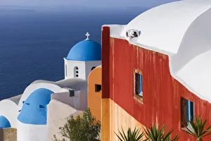 Greece, Santorini, Oia. Colorful house and church Greece, Santorini, Oia. Colorful house and church