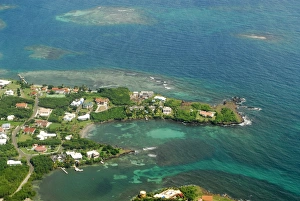 Grenada, aerial view of city of St George and beach Grenada, aerial view of city of St George and beach