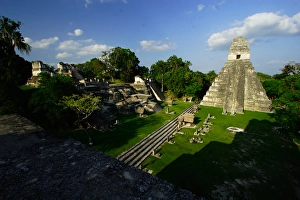 Guatemala, Tikal, main plaza as seen from temple 2 Guatemala, Tikal, main plaza as seen from temple 2